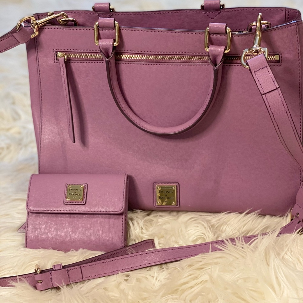 Dooney & Bourke Saffiano Zip Satchel and Wallet 💜